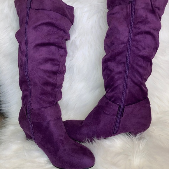 💋💋SUPER SOFT! 💋💋Vero Cuoio Purple Boots - Picture 5 of 8